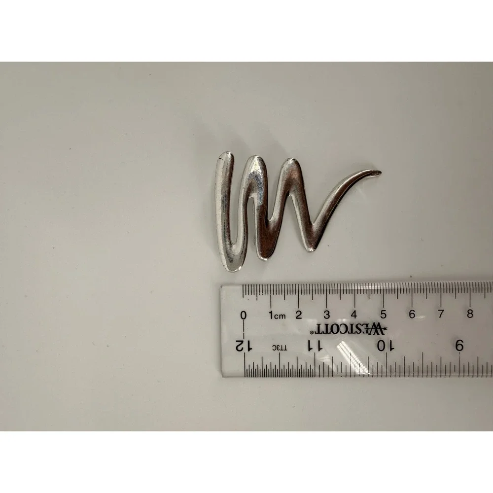 Vintage Silver Tone Abstract Squiggle Wave Brooch Modernist Statement Pin
